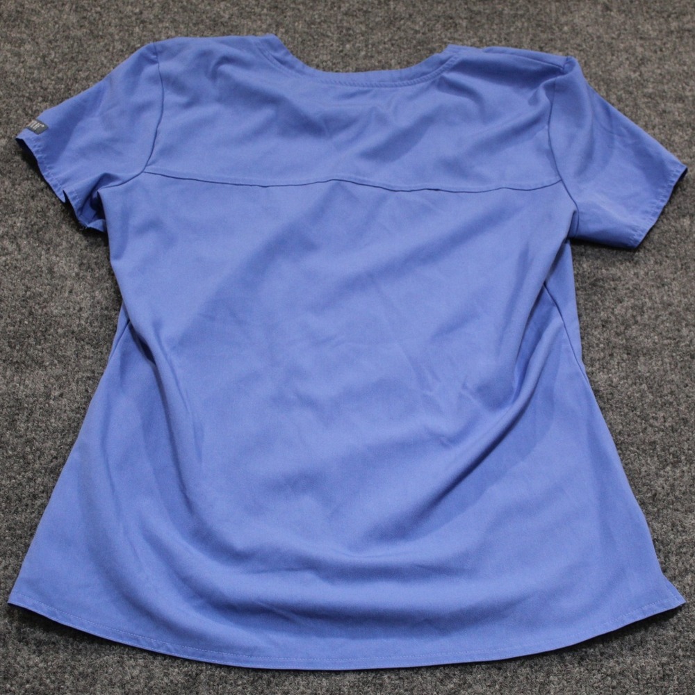 MedCouture Touch Scrub Top V-Neck‎ Short Sleeve Medical Uniform Blue Size M - Picture 8 of 8